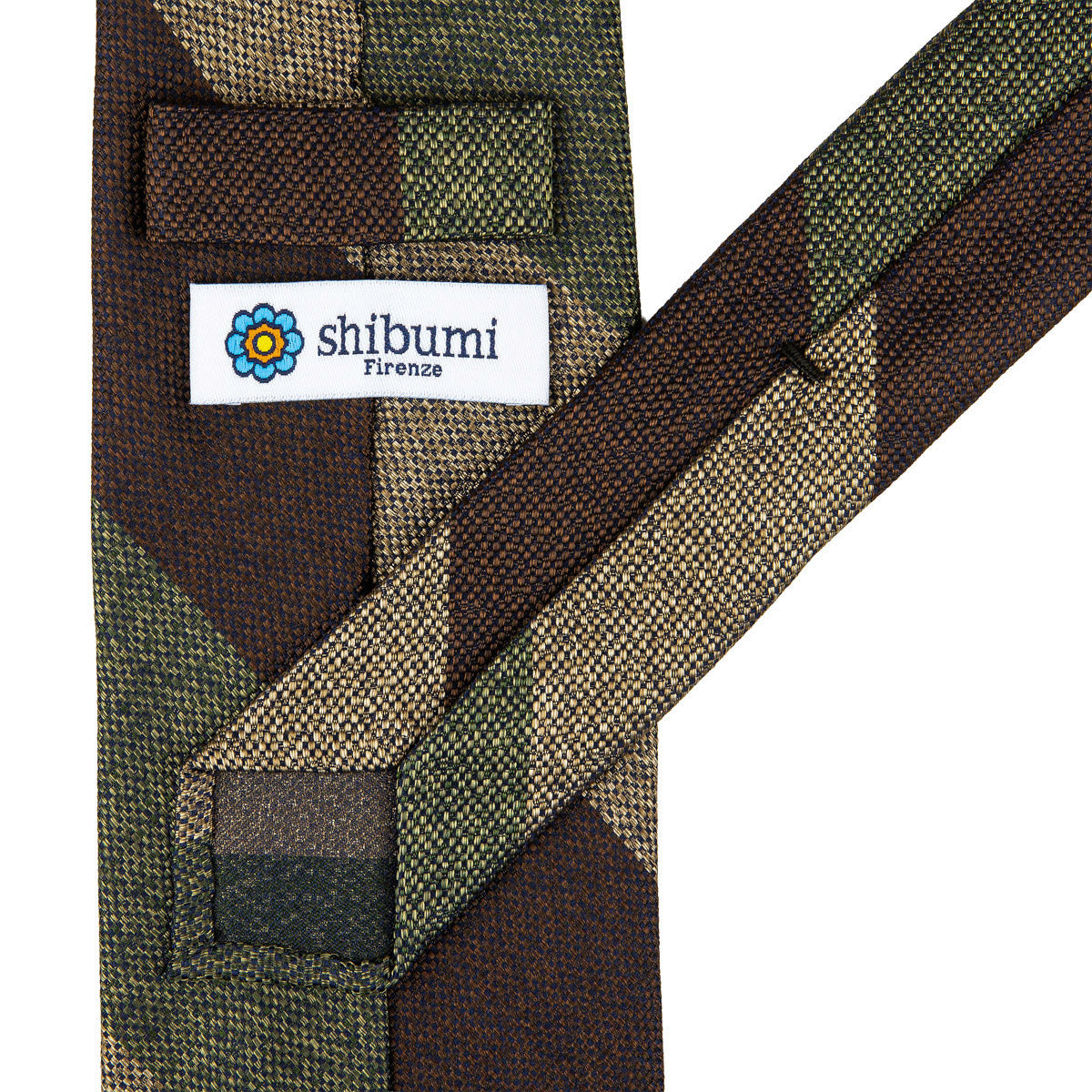 Japanese Boucle Silk Tie - Brown / Olive / Beige