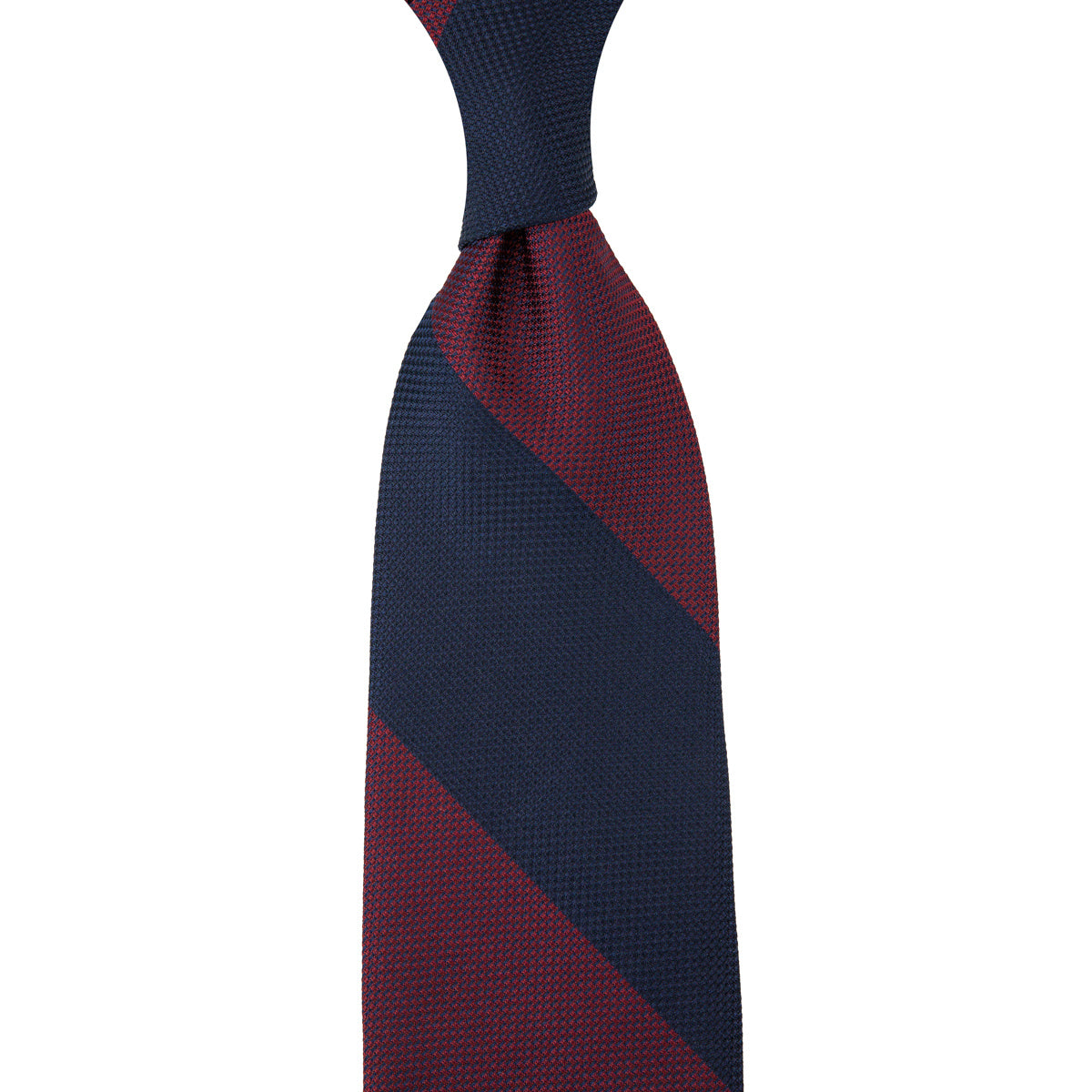 Japanese Grenadine Silk Tie - Navy / Burgundy - Hand-Rolled