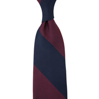 Japanese Grenadine Silk Tie - Navy / Burgundy - Hand-Rolled