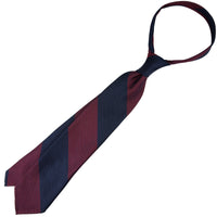 Japanese Grenadine Silk Tie - Navy / Burgundy - Hand-Rolled
