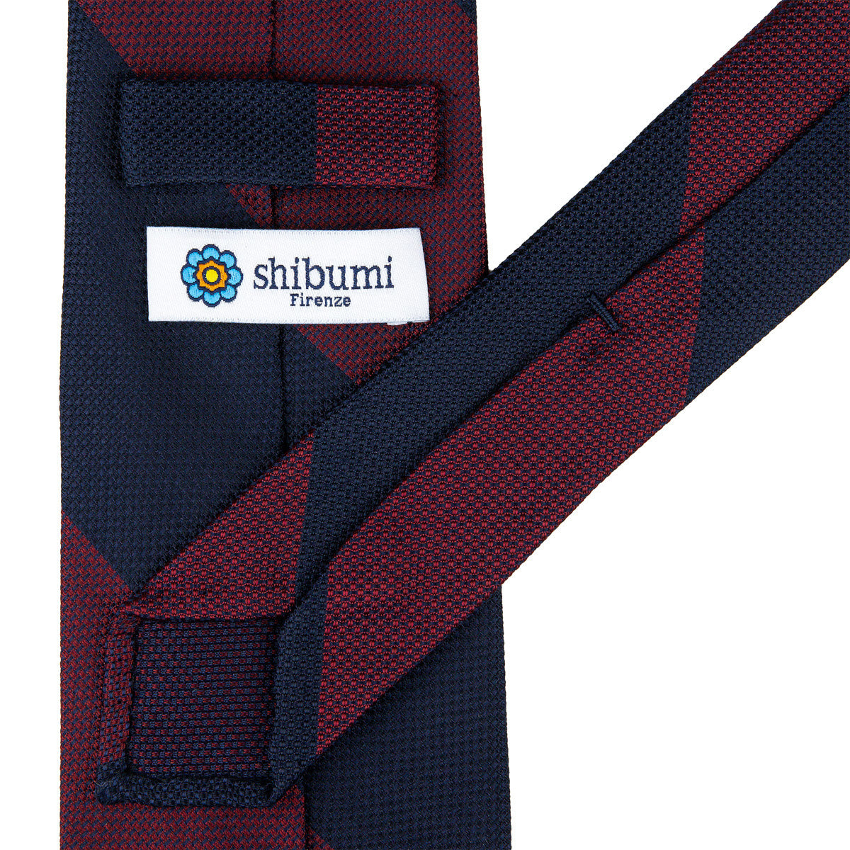 Japanese Grenadine Silk Tie - Navy / Burgundy - Hand-Rolled