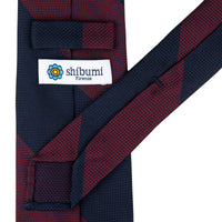 Japanese Grenadine Silk Tie - Navy / Burgundy - Hand-Rolled