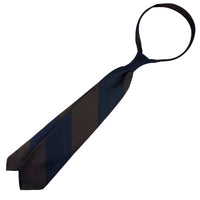 Japanese Grenadine Silk Tie - Navy / Brown - Hand-Rolled