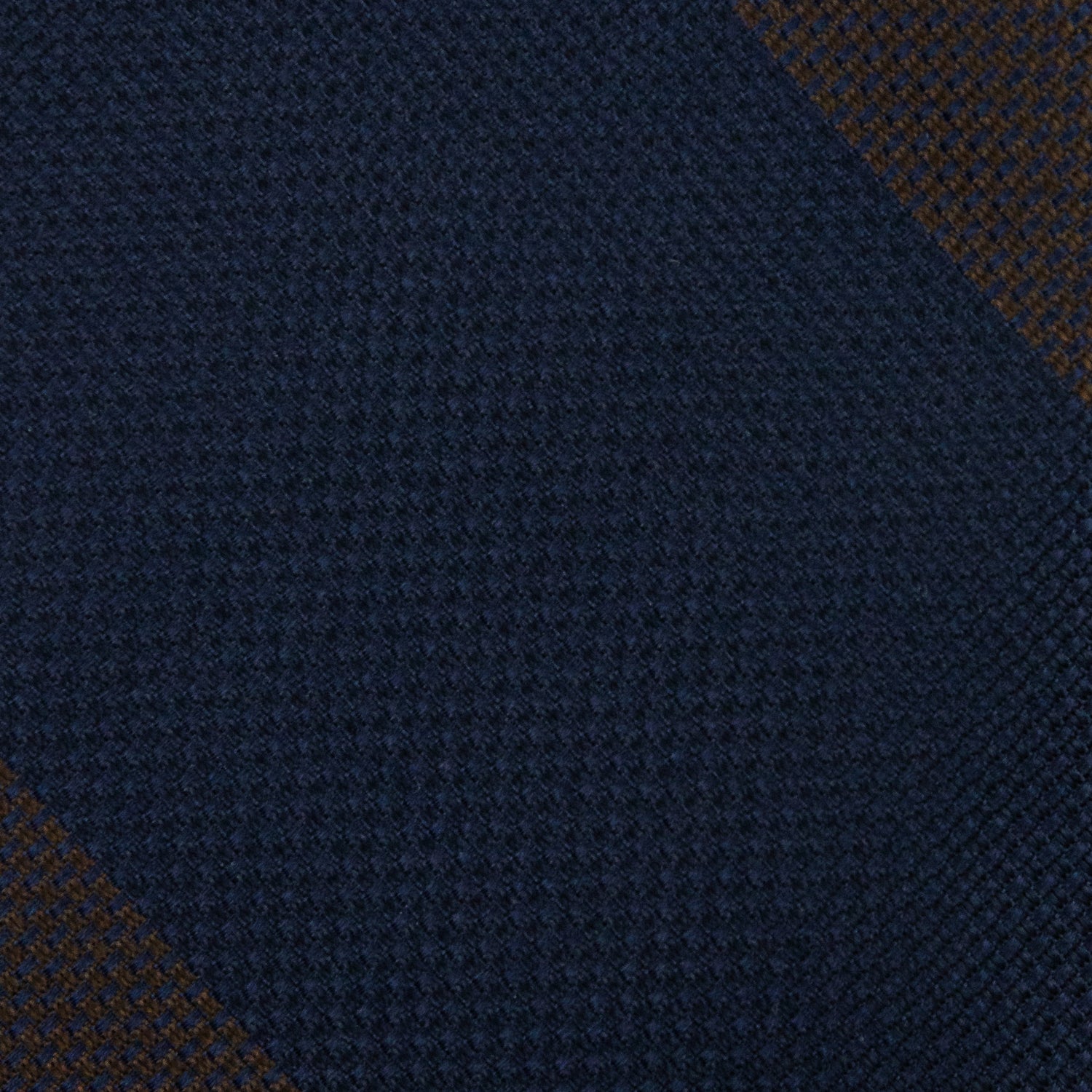 Japanese Grenadine Silk Tie - Navy / Brown - Hand-Rolled