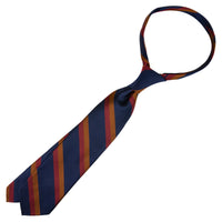 Japanese Repp Stripe Silk Tie - Navy / Copper / Cherry
