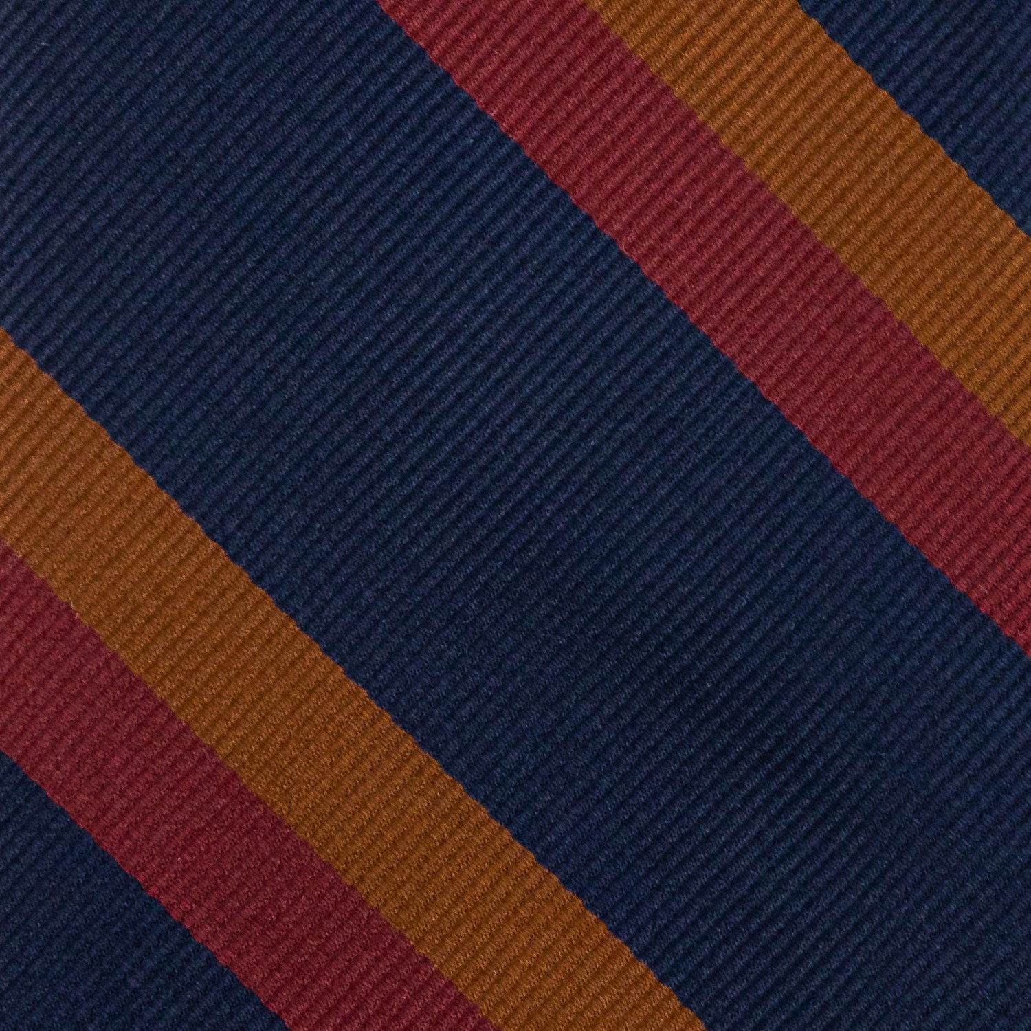 Japanese Repp Stripe Silk Tie - Navy / Copper / Cherry