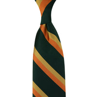 Japanese Repp Stripe Silk Tie - Forest / Beige / Orange