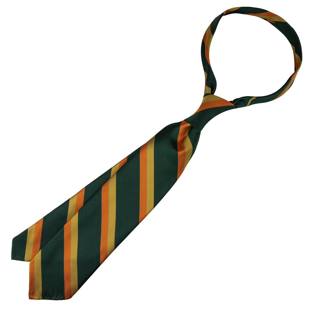 Japanese Repp Stripe Silk Tie - Forest / Beige / Orange