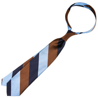 Japanese Repp Stripe Silk Tie - Navy / Brown / Sky