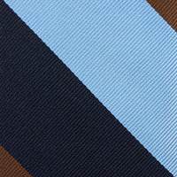 Japanese Repp Stripe Silk Tie - Navy / Brown / Sky