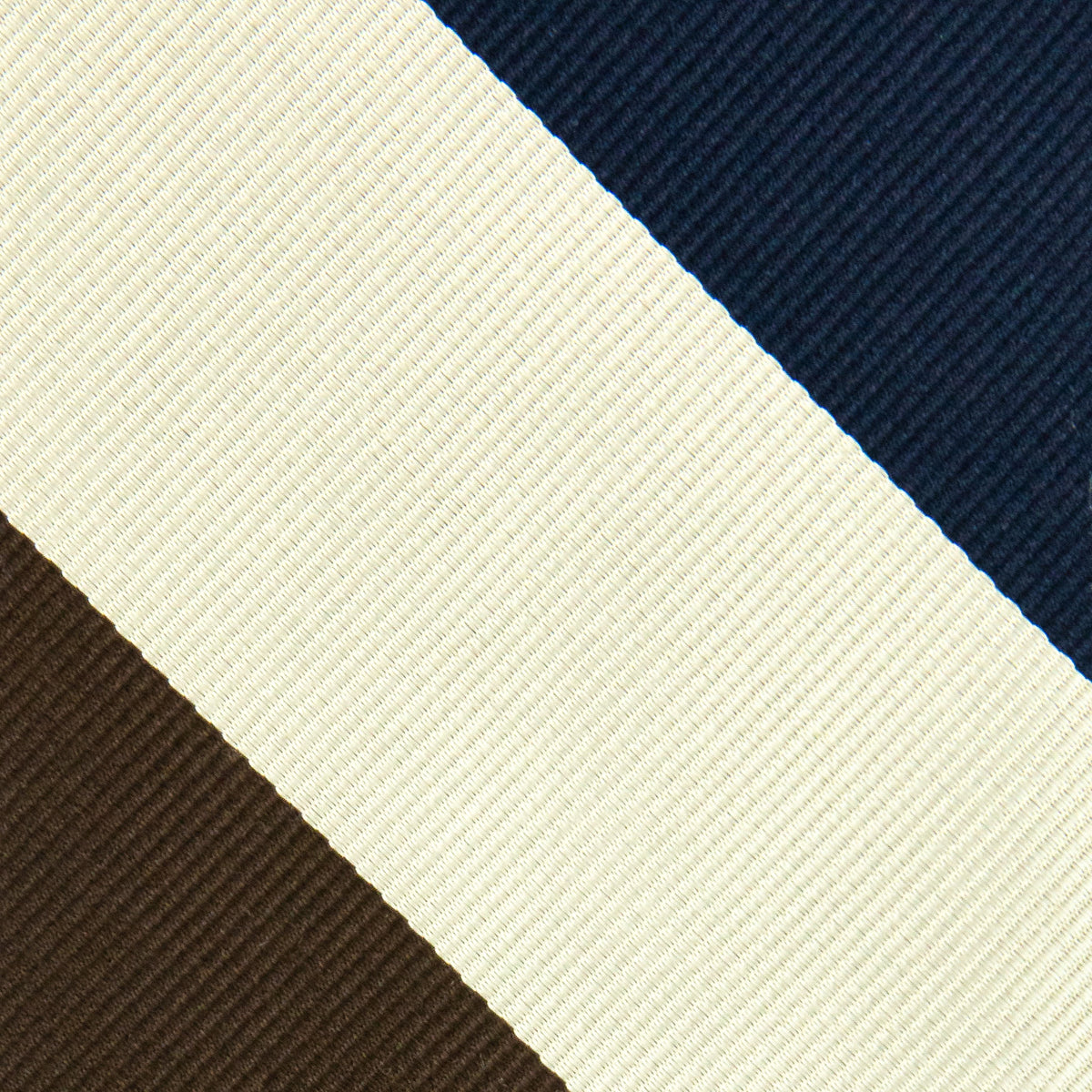 Japanese Repp Stripe Silk Tie - Navy / Brown / Cream