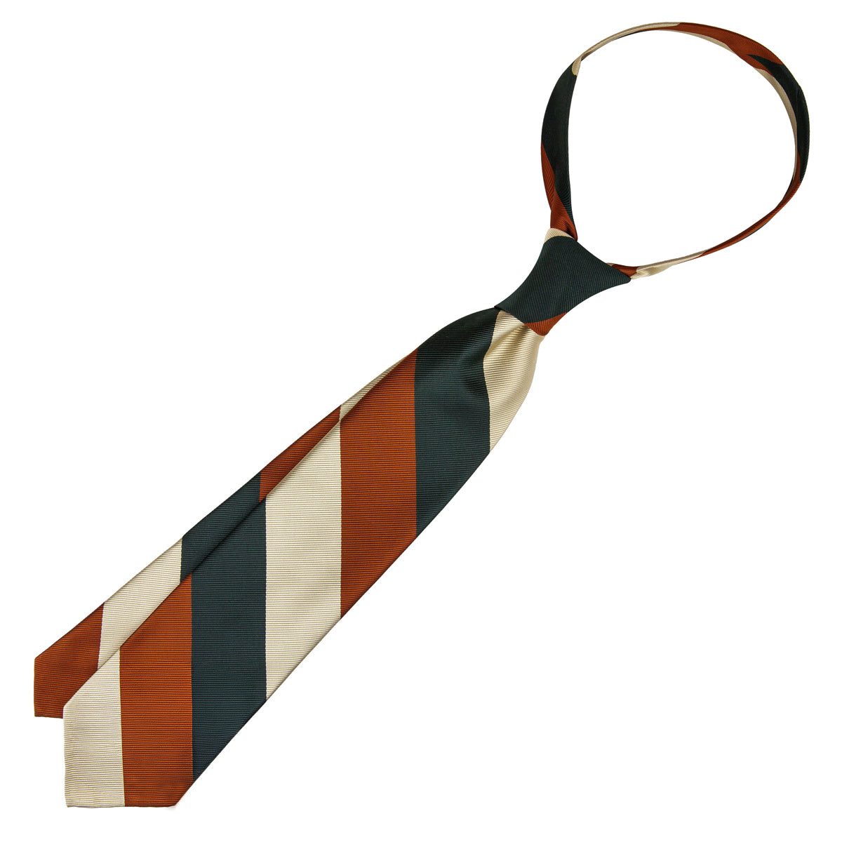 Japanese Repp Stripe Silk Tie - Forest / Cream / Rust