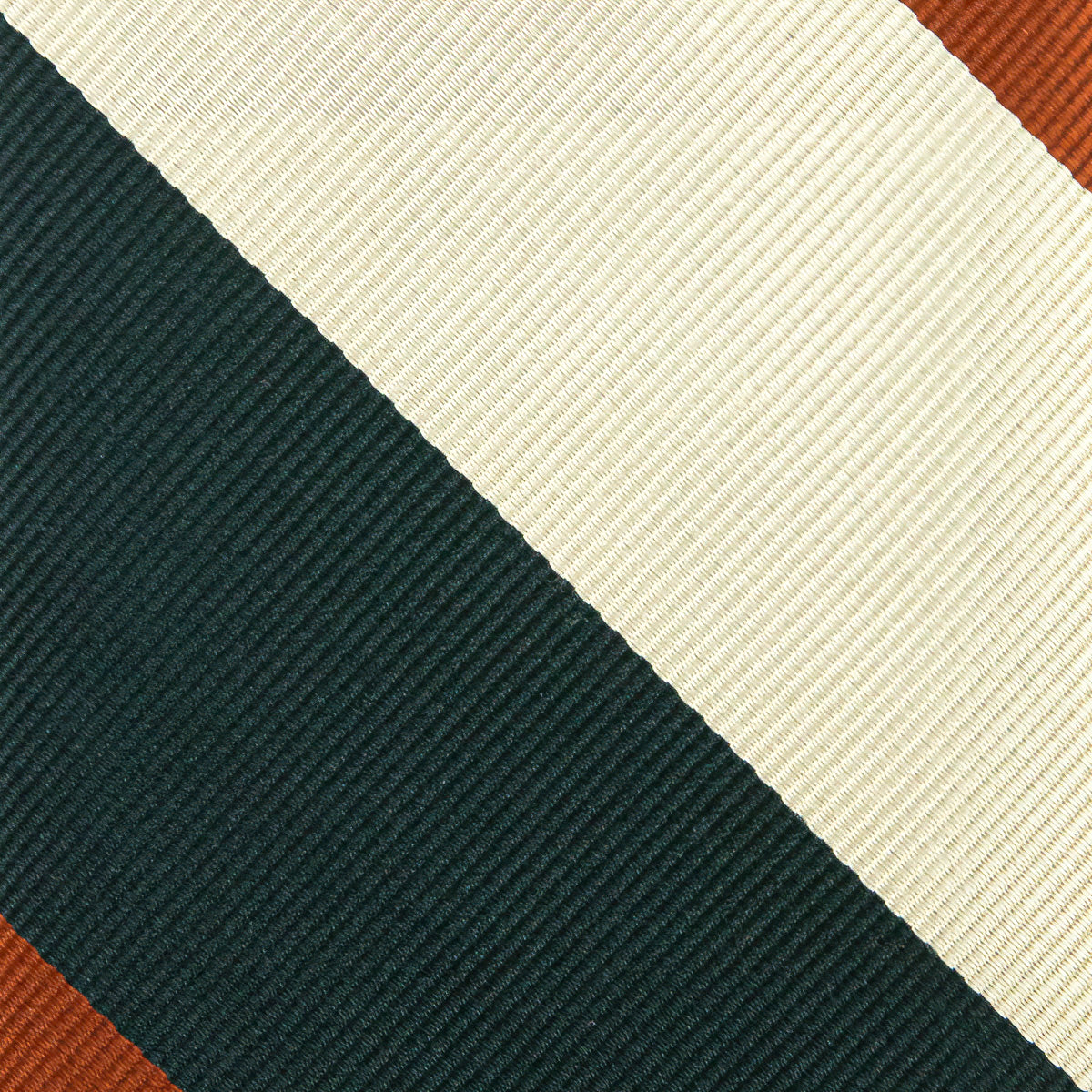 Japanese Repp Stripe Silk Tie - Forest / Cream / Rust
