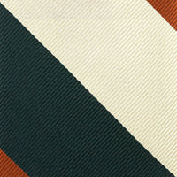 Japanese Repp Stripe Silk Tie - Forest / Cream / Rust