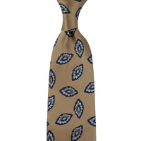 Geometrical Japanese Jacquard Silk Tie - Beige - Hand-Rolled
