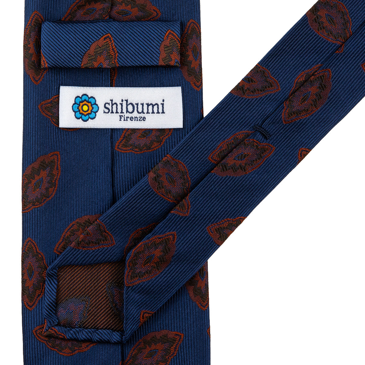 Geometrical Japanese Jacquard Silk Tie - Navy - Hand-Rolled