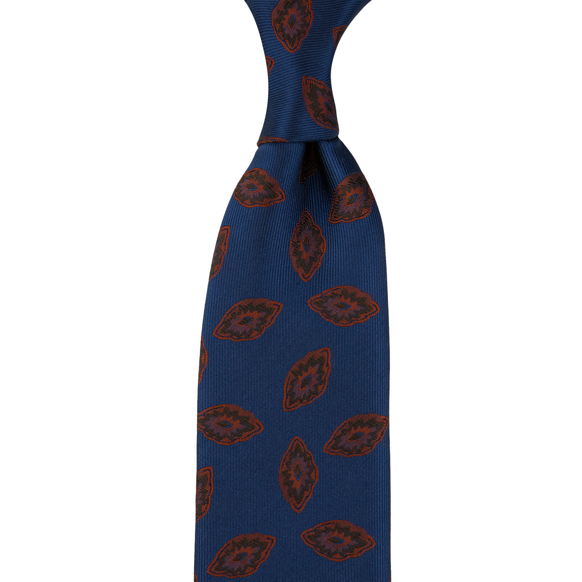 Geometrical Japanese Jacquard Silk Tie - Navy - Hand-Rolled