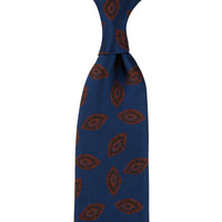 Geometrical Japanese Jacquard Silk Tie - Navy - Hand-Rolled