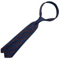Geometrical Japanese Jacquard Silk Tie - Navy - Hand-Rolled