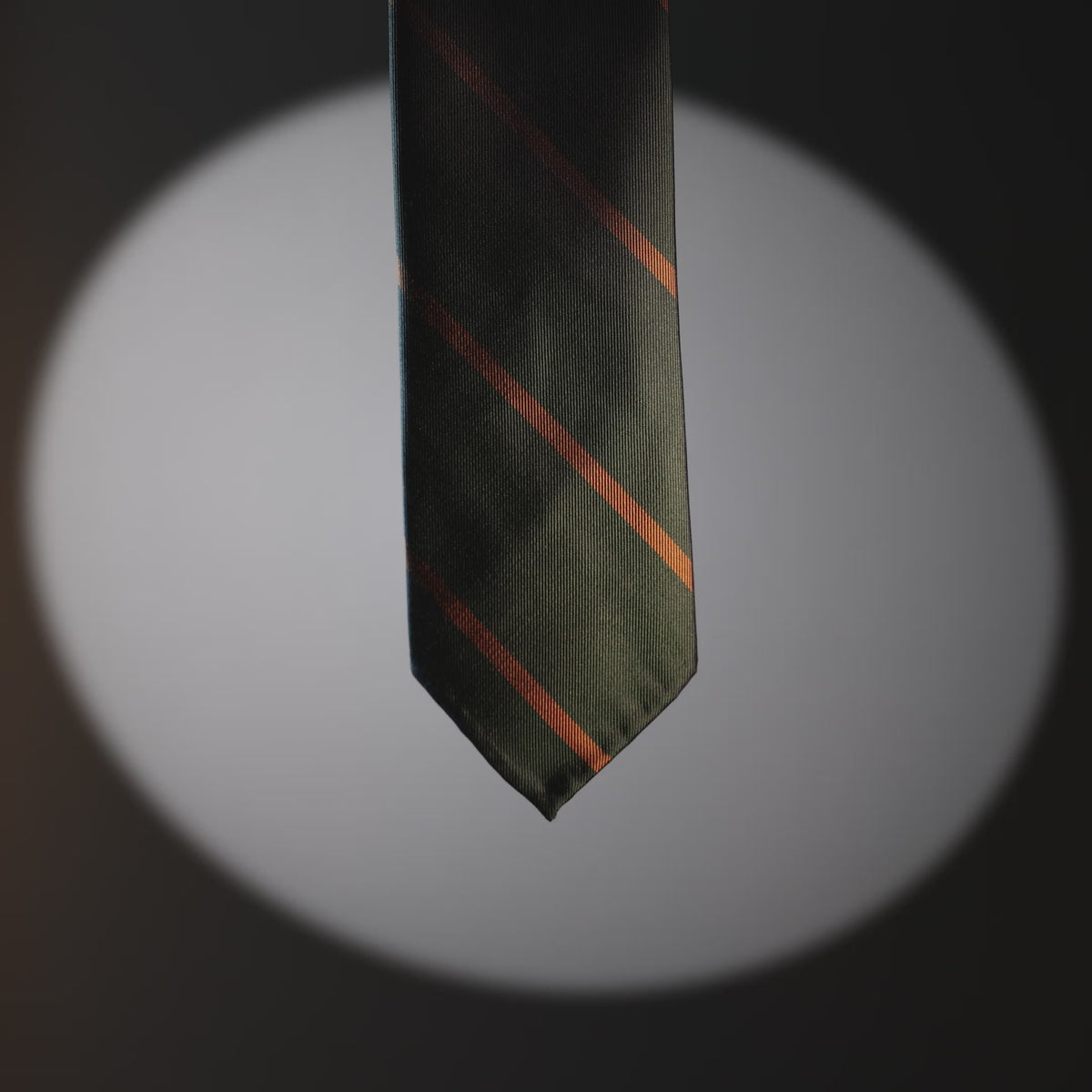 Japanese Repp Stripe Silk Tie - Bottle / Copper