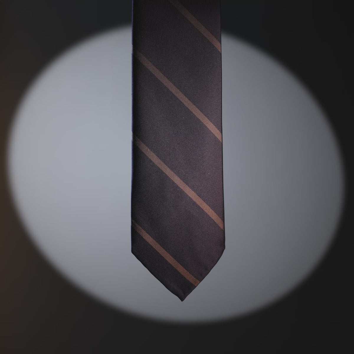 Japanese Repp Stripe Silk Tie - Midnight / Grey