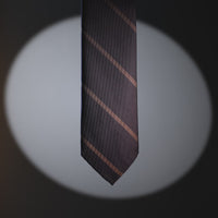 Japanese Repp Stripe Silk Tie - Midnight / Grey