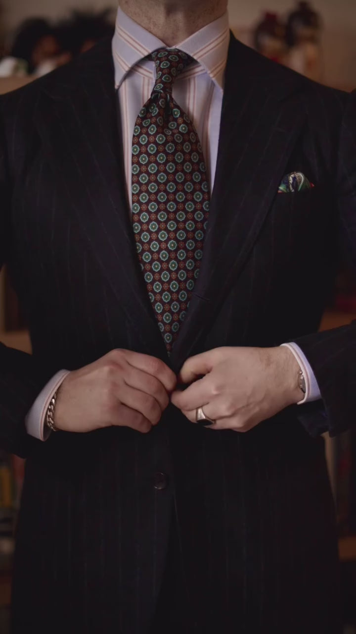 Anniversary Collection - Floral Printed Silk Tie - Eggplant