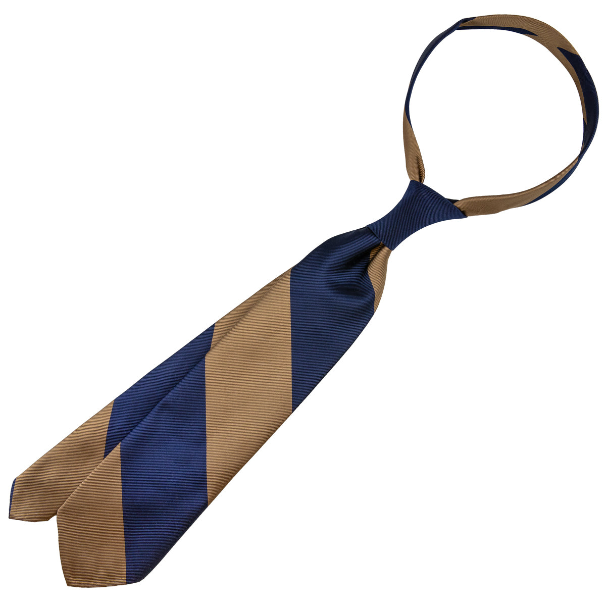 Japanese Repp Stripe Silk Tie - Navy / Oatmeal