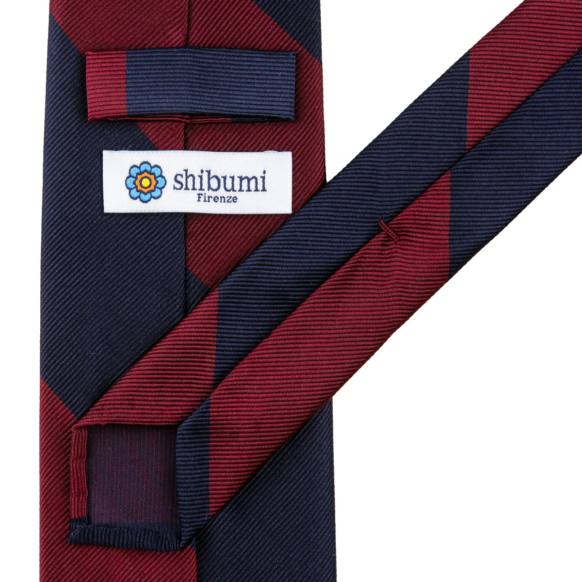 Japanese Repp Stripe Silk Tie - Navy / Burgundy