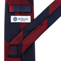 Japanese Repp Stripe Silk Tie - Navy / Burgundy