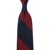 Japanese Repp Stripe Silk Tie - Navy / Burgundy