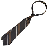Japanese Repp Stripe Silk Tie - Espresso / Brown / Beige