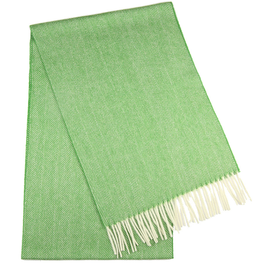 Cashmere Herringbone Scarf - Green