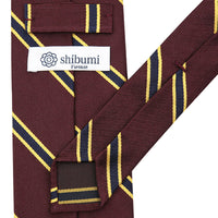 Repp Stripe Silk Tie - Burgundy - Hand-Rolled