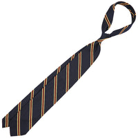 Repp Stripe Silk Tie - Navy - Hand-Rolled