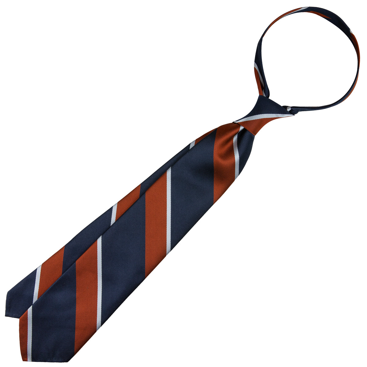 Japanese Repp Stripe Silk Tie - Navy / Rust / Sky