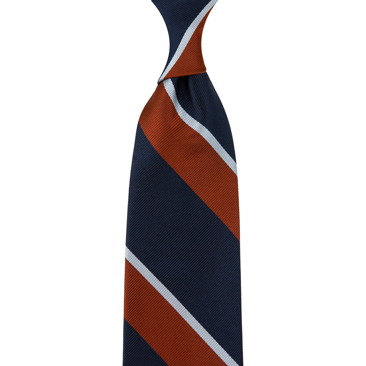 Japanese Repp Stripe Silk Tie - Navy / Rust / Sky