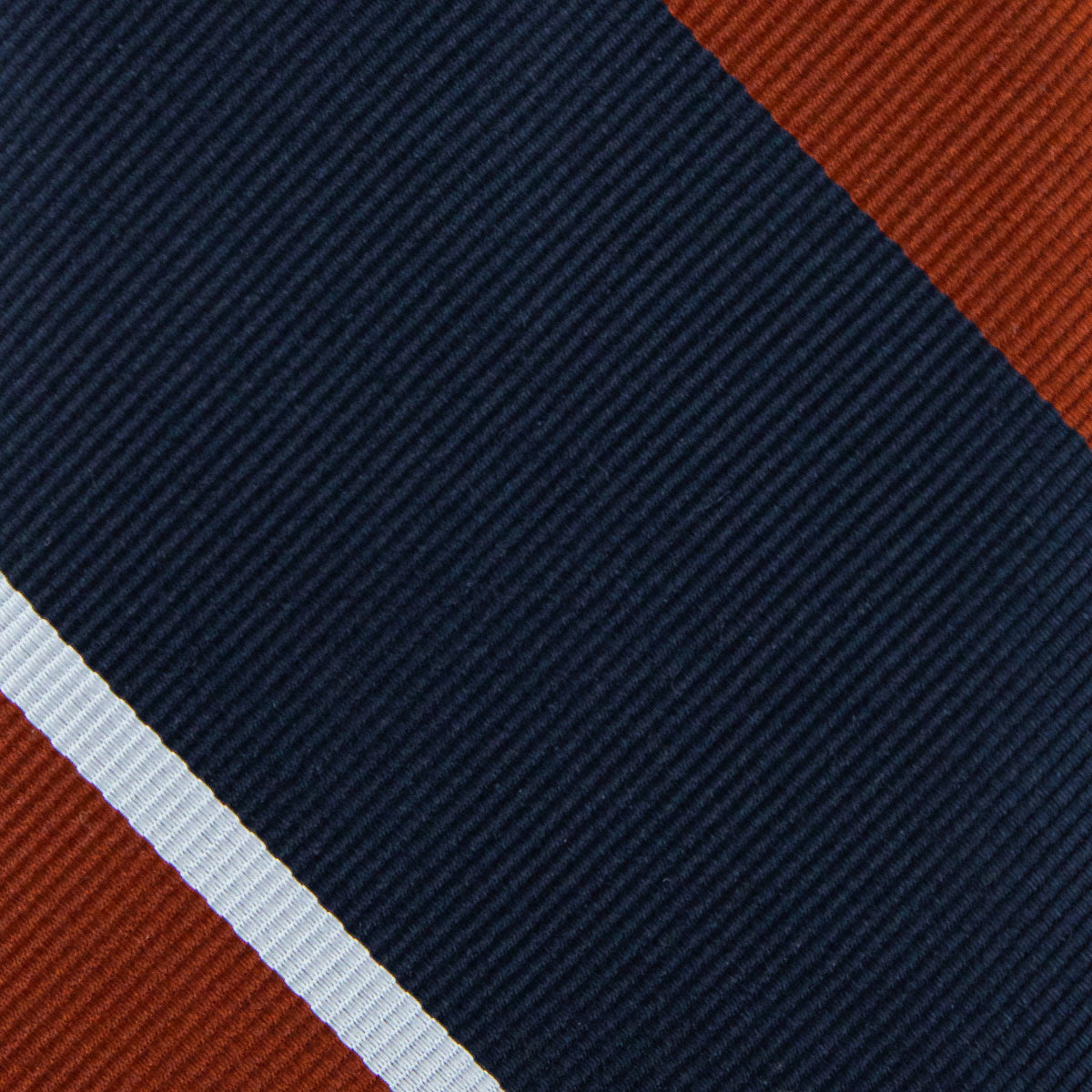 Japanese Repp Stripe Silk Tie - Navy / Rust / Sky