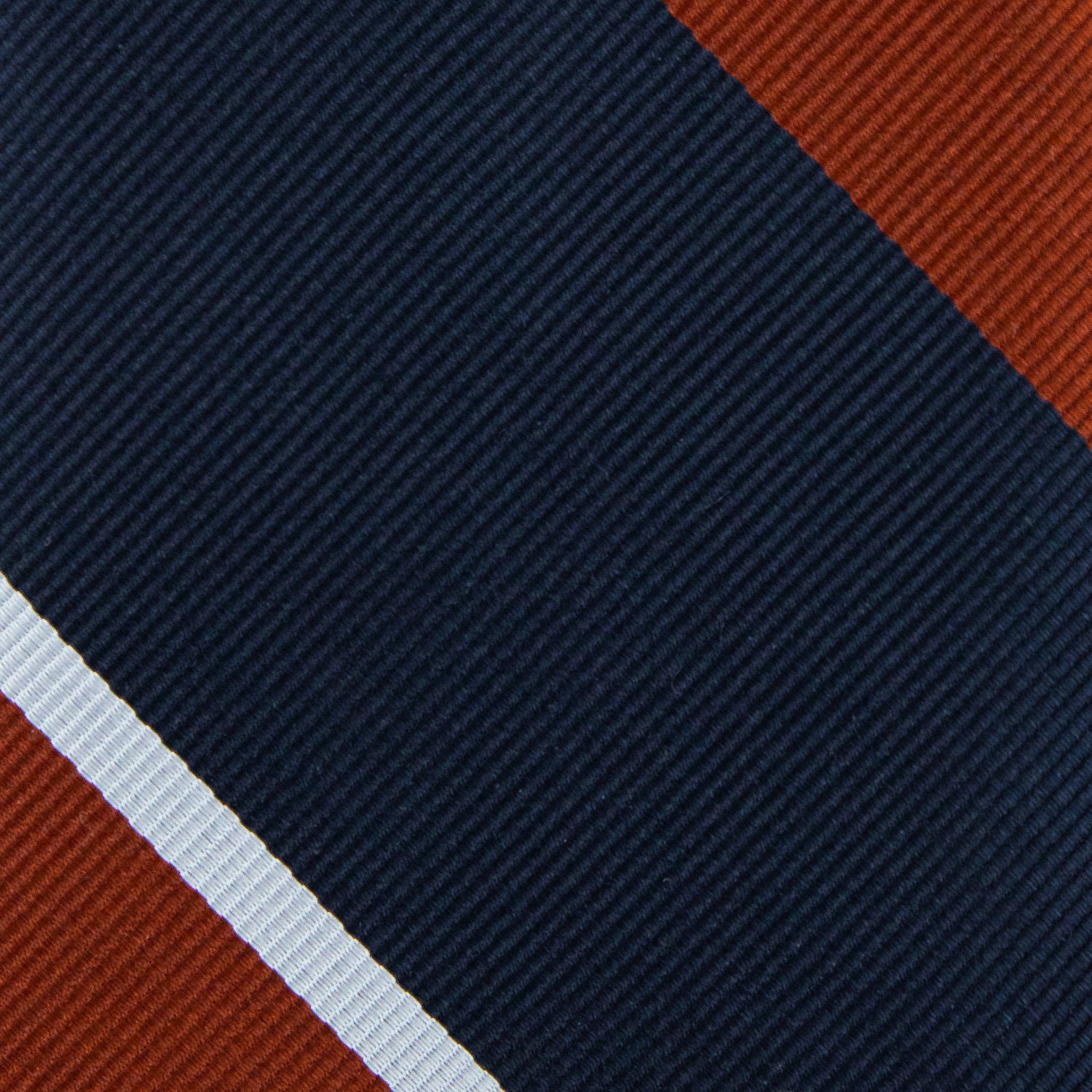 Japanese Repp Stripe Silk Tie - Navy / Rust / Sky