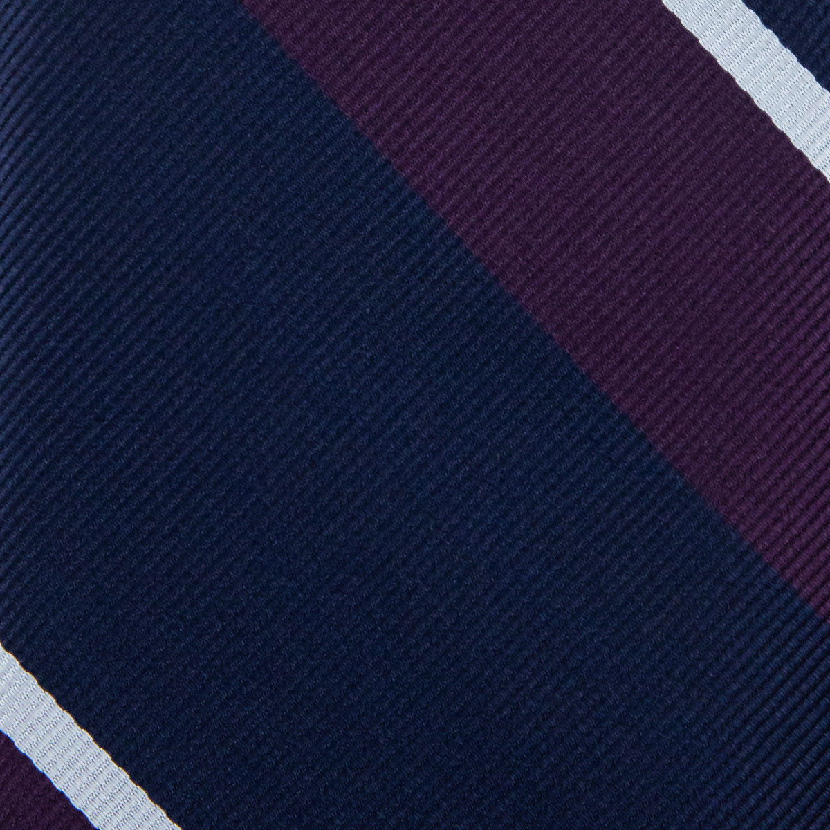 Japanese Repp Stripe Silk Tie - Navy / Eggplant / Sky
