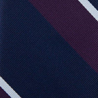 Japanese Repp Stripe Silk Tie - Navy / Eggplant / Sky