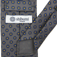 Shibumi-Flower Printed Silk Tie - Grey - Handrolled