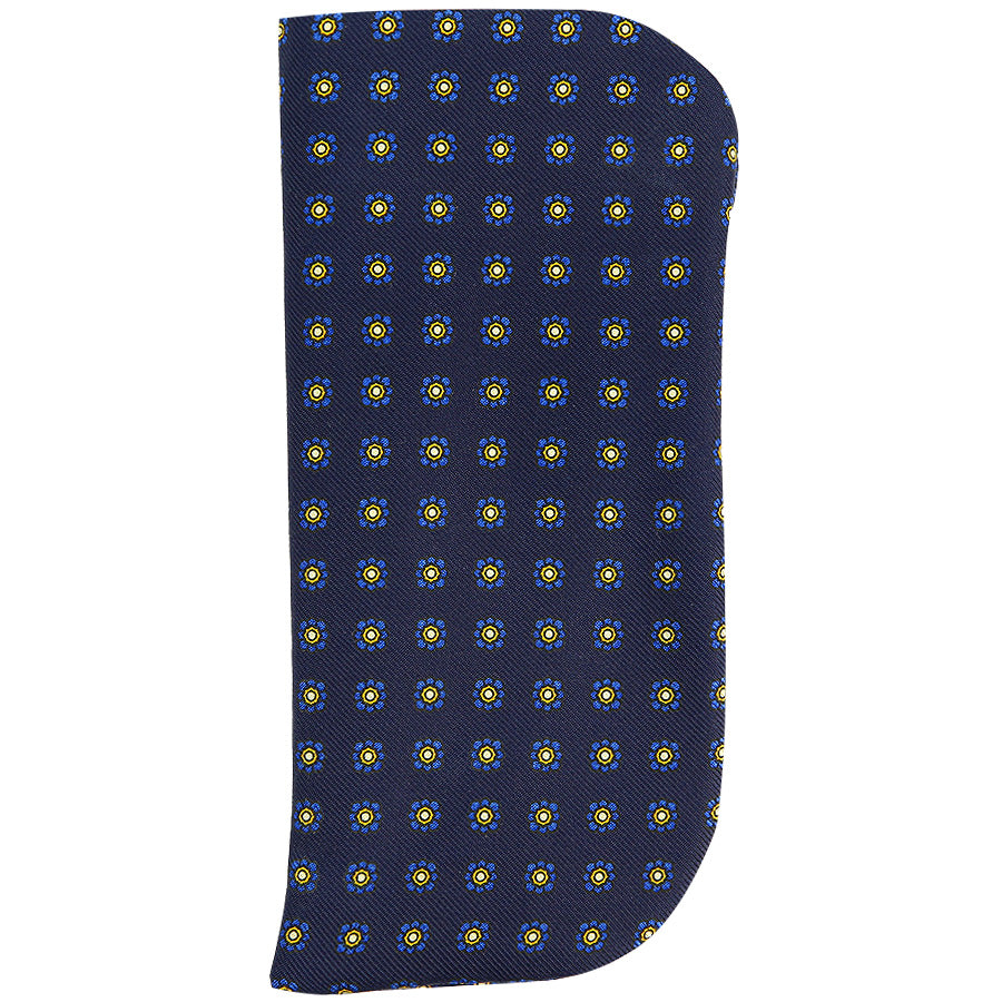 Shibumi-Flower Printed Silk Glasses Case - Navy