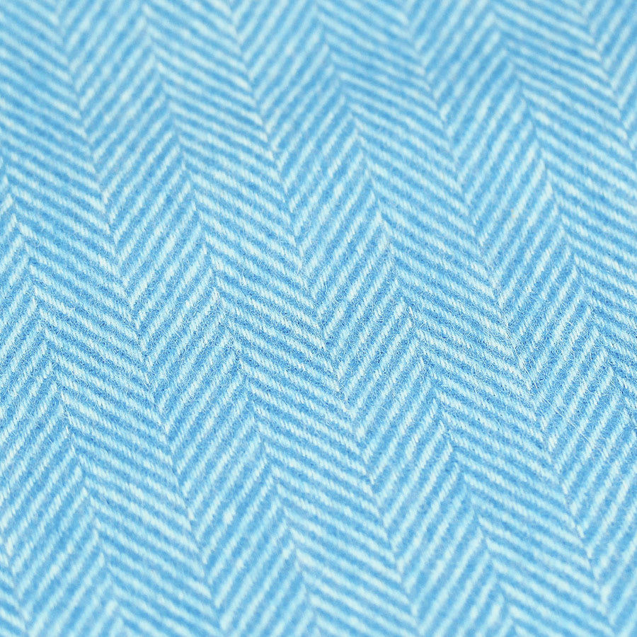 Cashmere Herringbone Scarf - Sky Blue