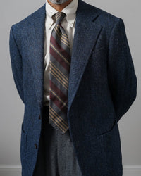 Repp Stripe Silk Tie - Burgundy / Grey / Beige