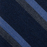 Japanese Striped Wool Tie - Navy - Hand-Rolled