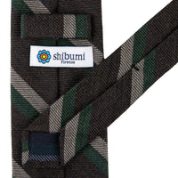 Japanese Striped Wool Tie - Brown - Hand-Rolled