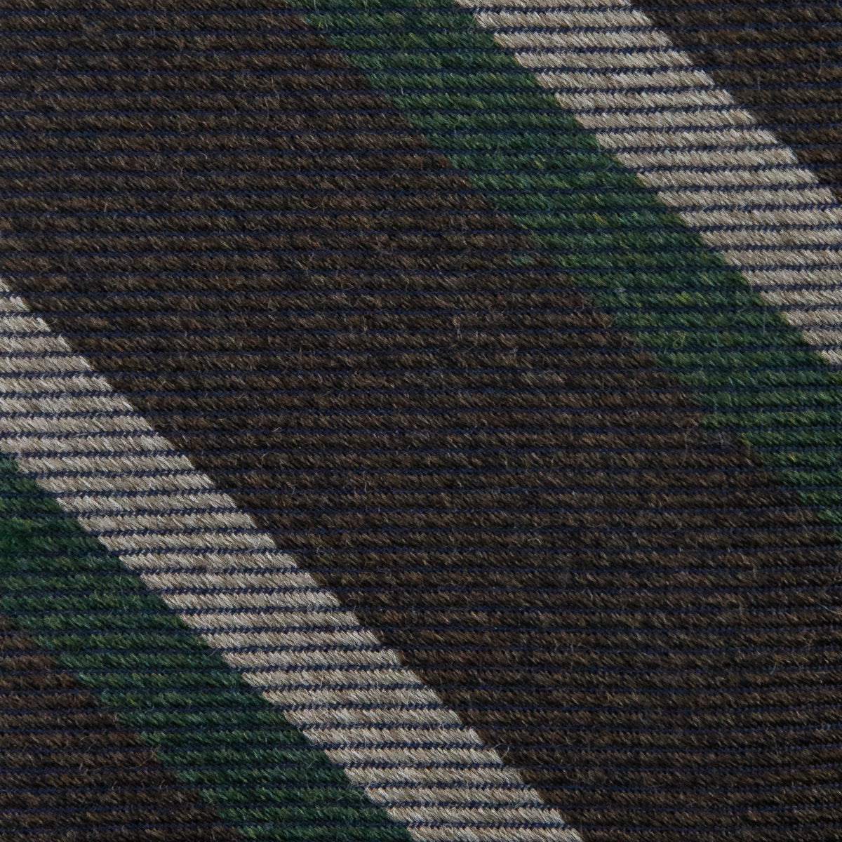 Japanese Striped Wool Tie - Brown - Hand-Rolled