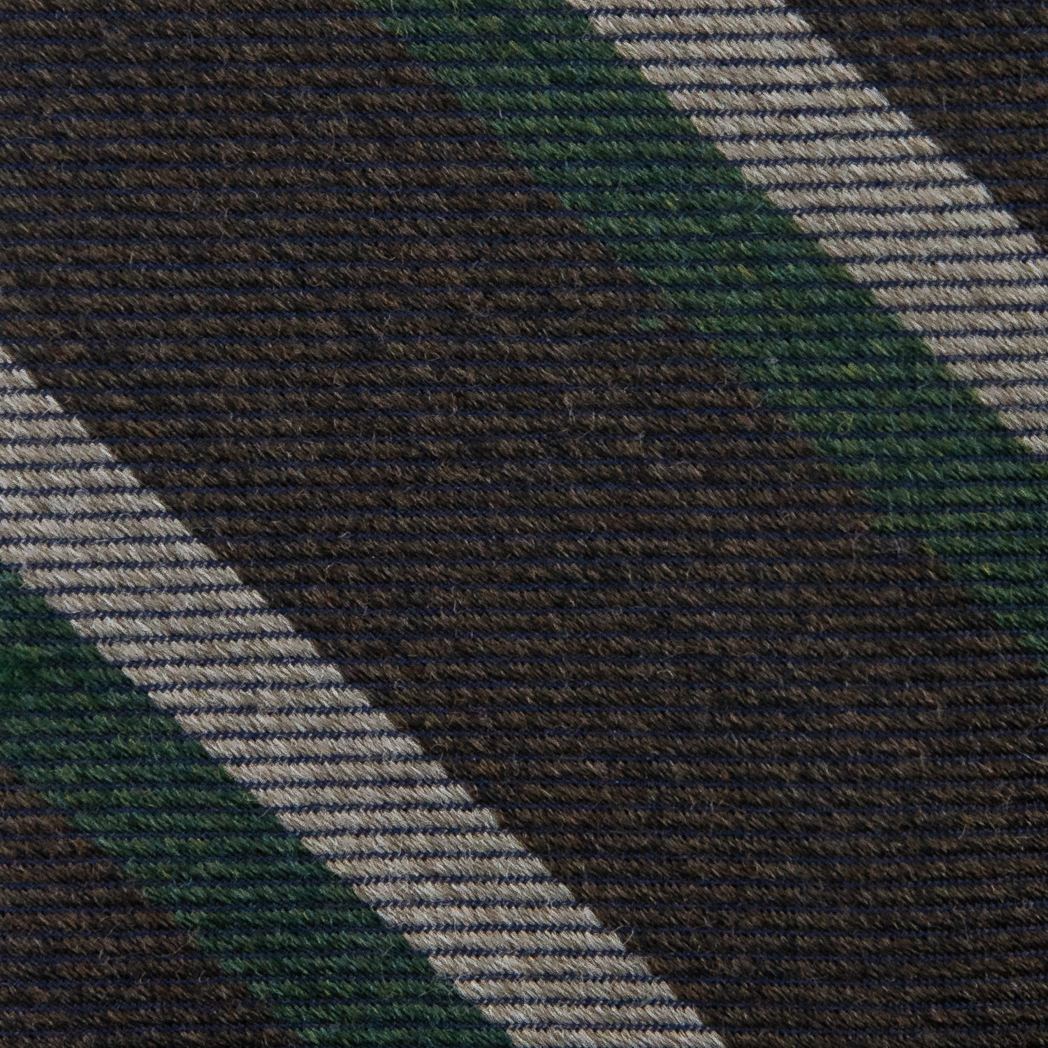 Japanese Striped Wool Tie - Brown - Hand-Rolled