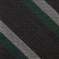 Japanese Striped Wool Tie - Brown - Hand-Rolled
